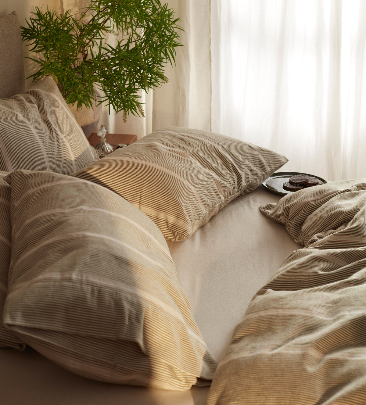 Sally Stripe Brushed 100% Organic Cotton Pillowcase