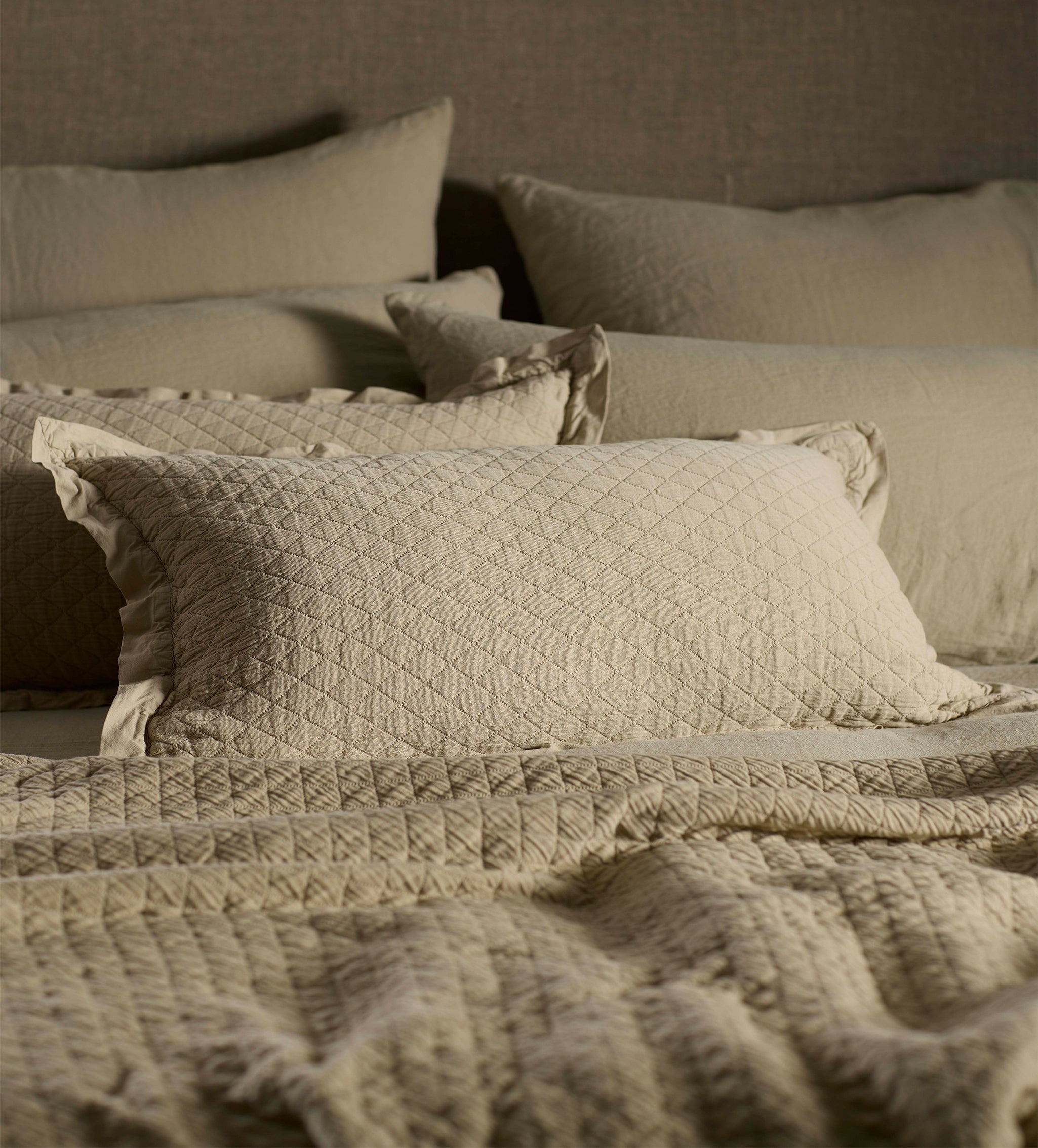 Soft Sage Evelyn 100% Cotton Quilted Cushion Cover