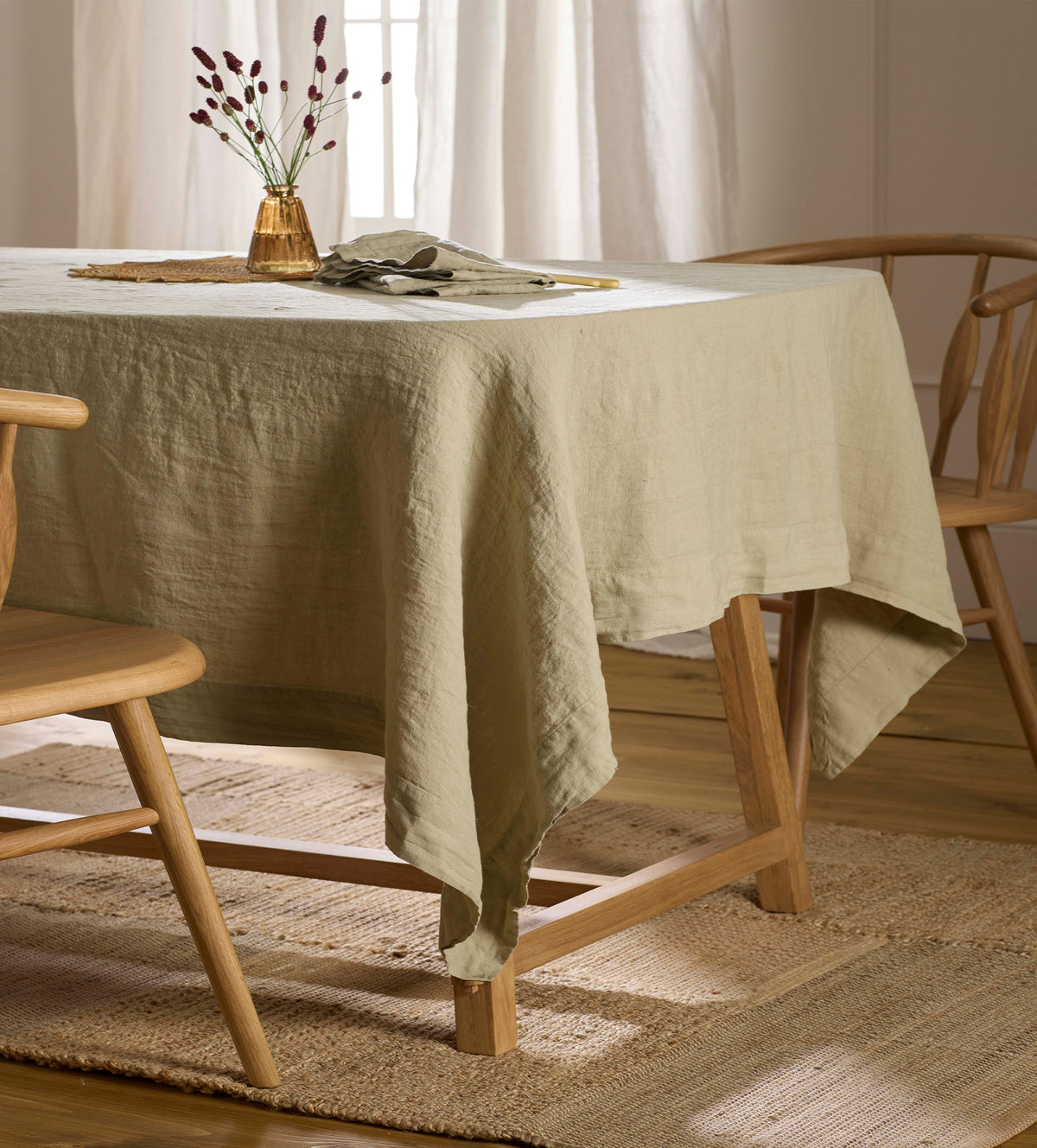 Soft Sage 100% Linen Tablecloth