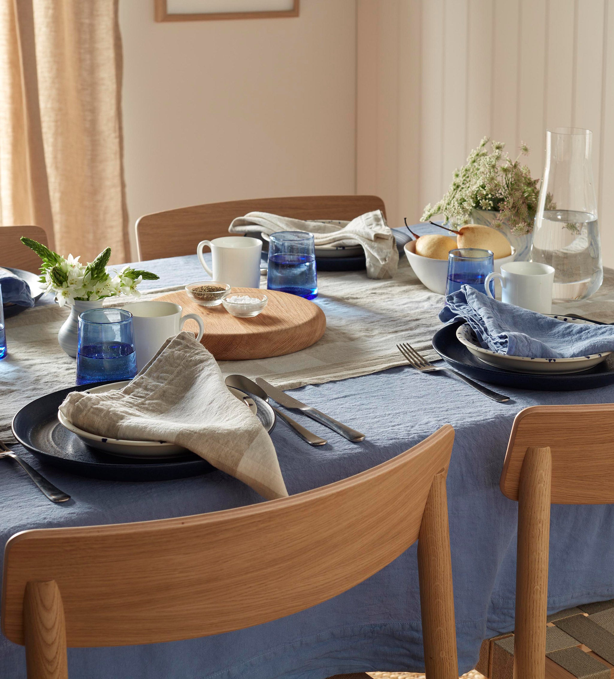 Cornflower Blue 100% Linen Tablecloth
