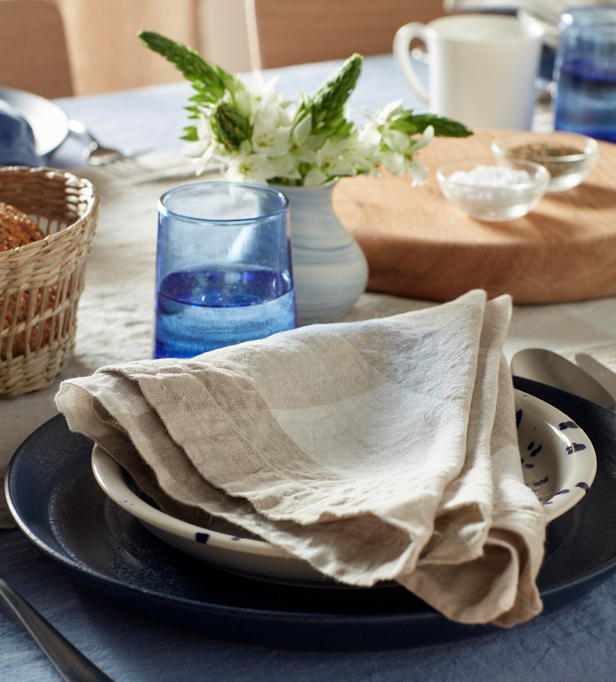 Natural Gracie Gingham 100% Linen Napkins - Set of 4