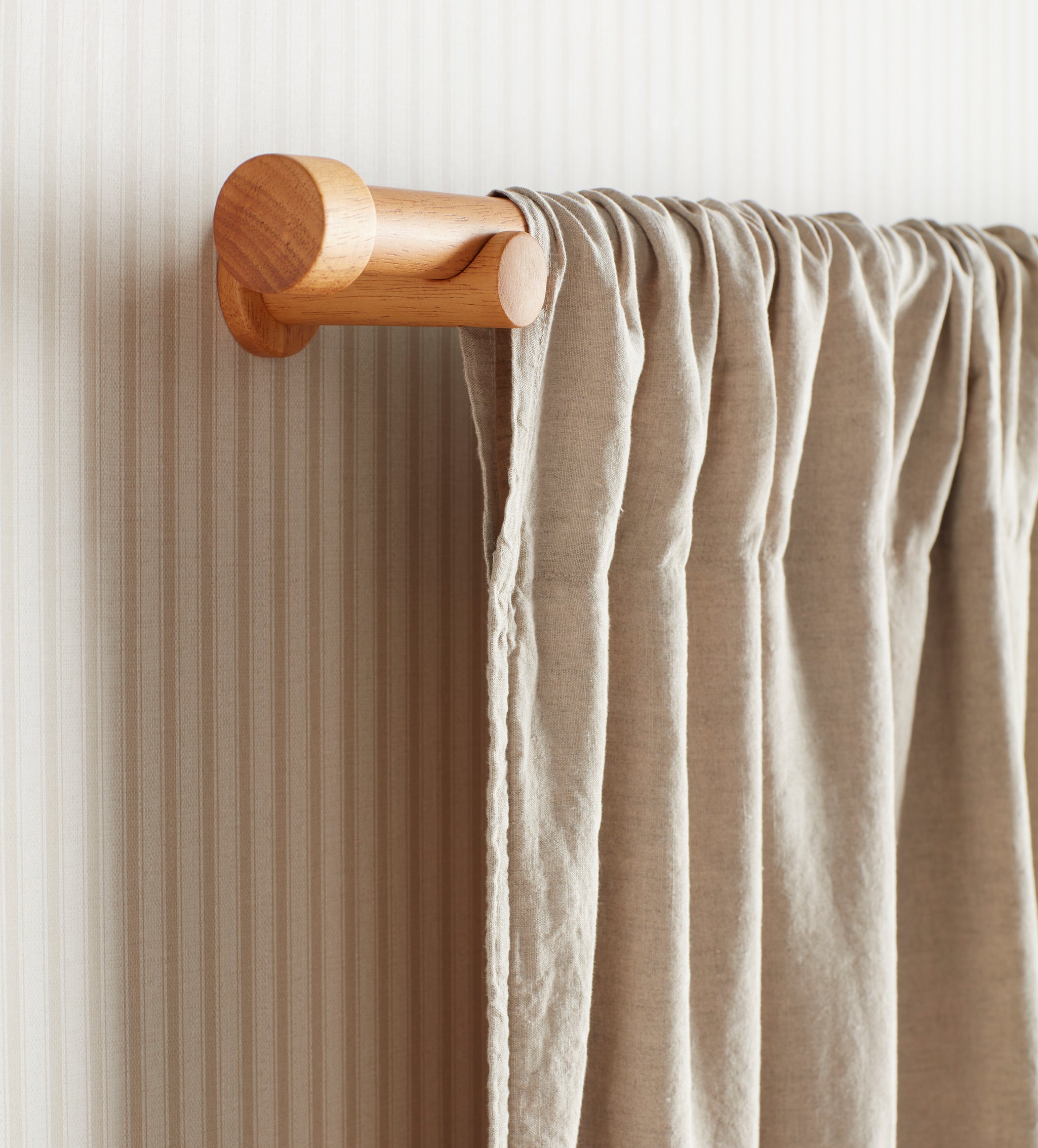 Natural Linen Lined Loop Top Curtains (Pair)