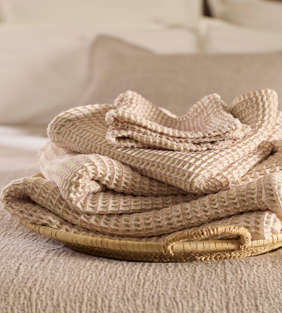 Vintage Rose Stripe 100% Cotton Waffle Towel