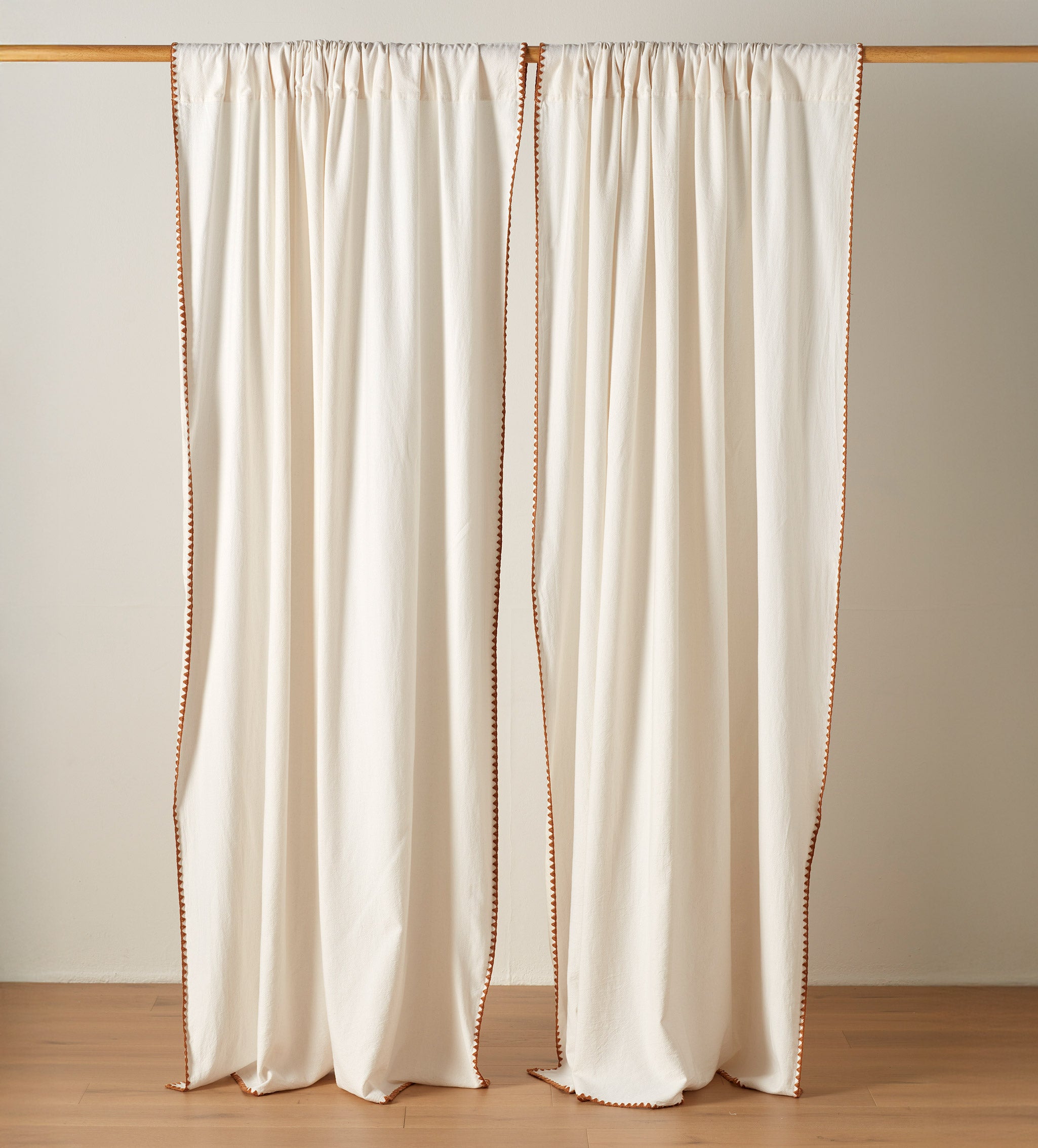 Off White Nova 100% Cotton Loop Top Curtain (Pair)