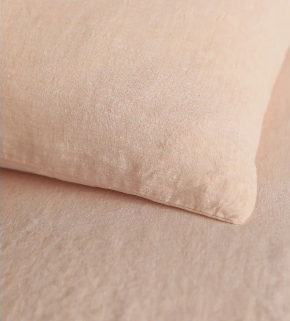 Peach 100% Linen Bed Linen