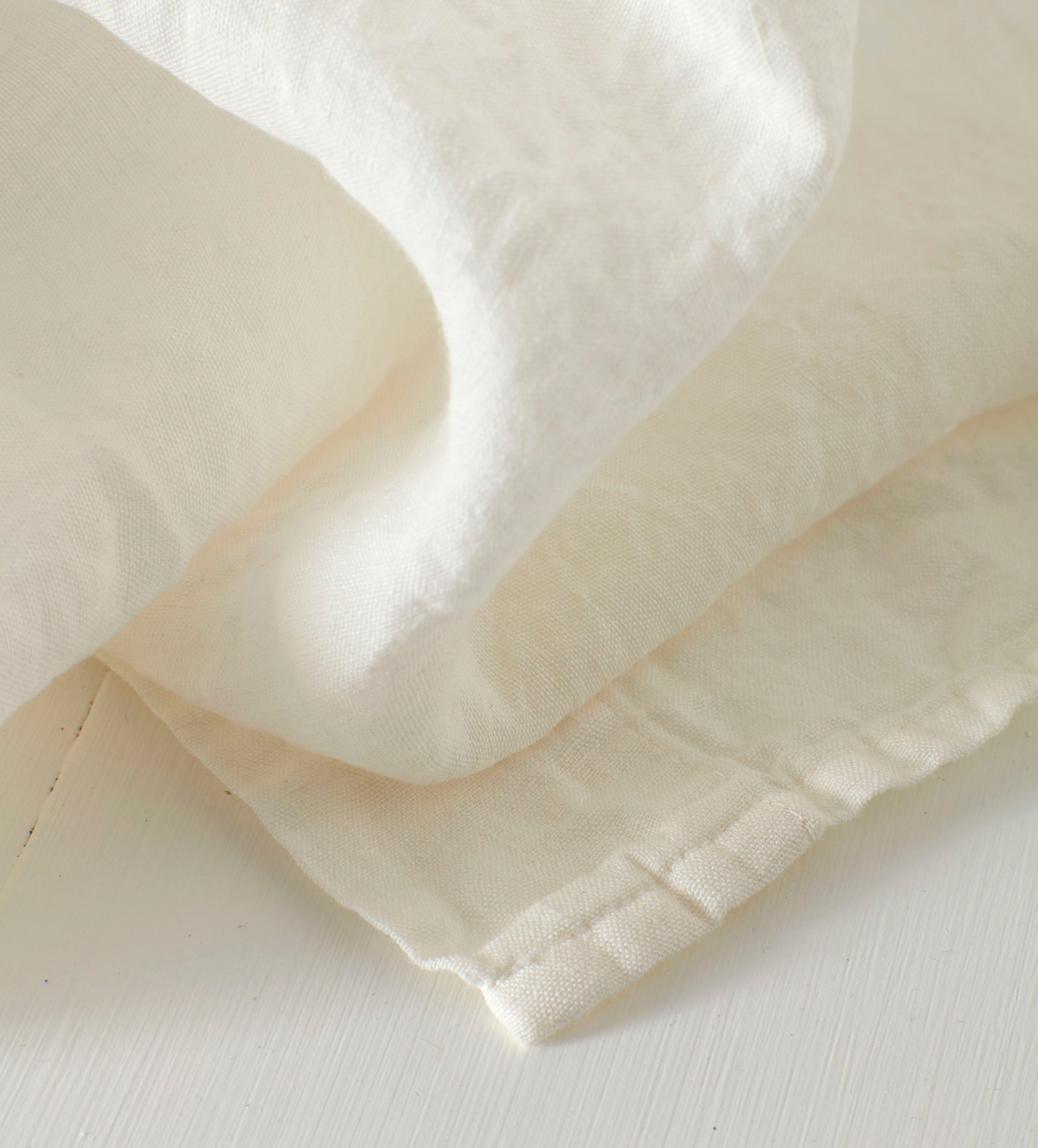 Cream 100% Linen Curtain Corner
