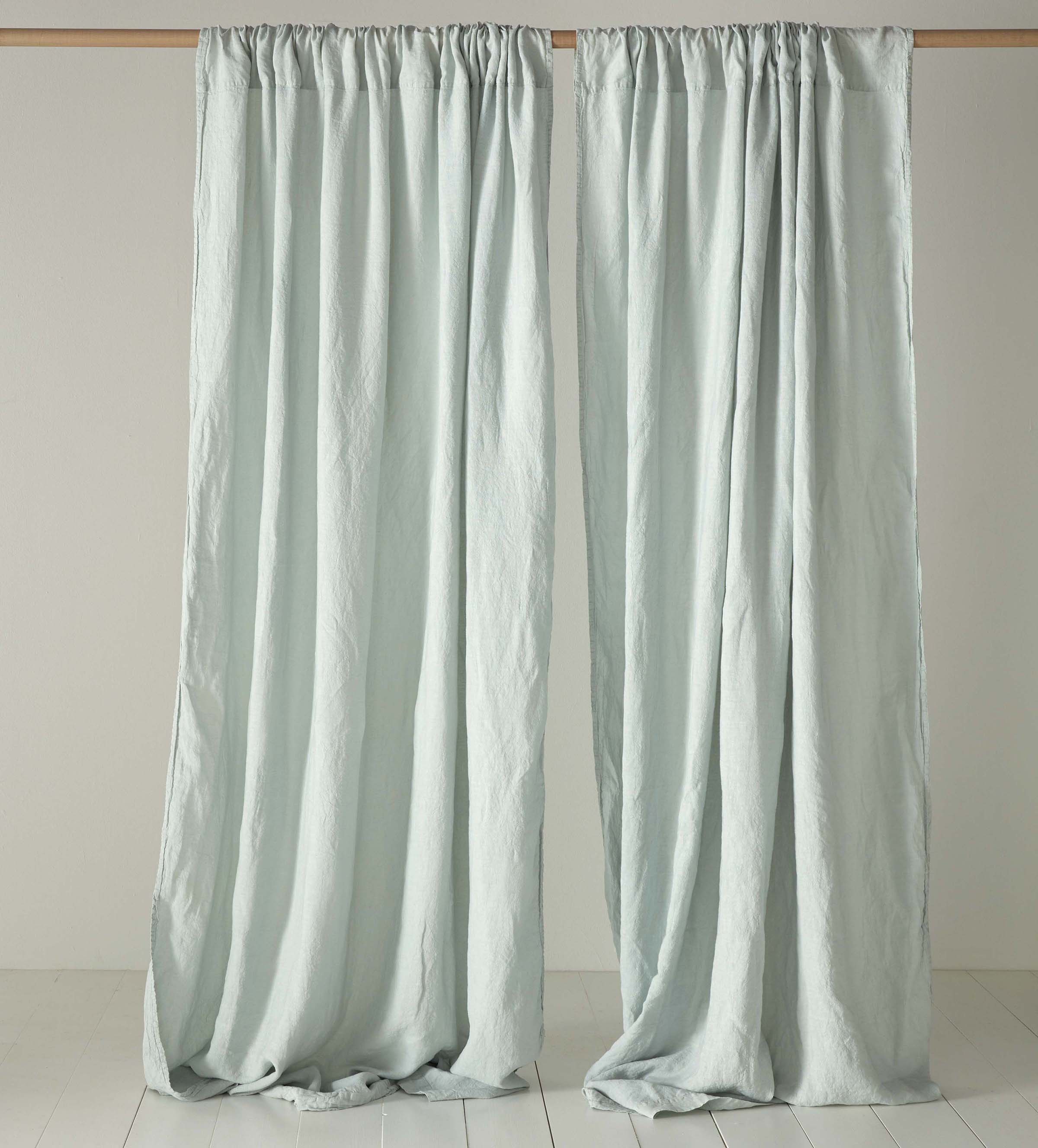 Duck Egg 100% Linen Loop Top Curtains