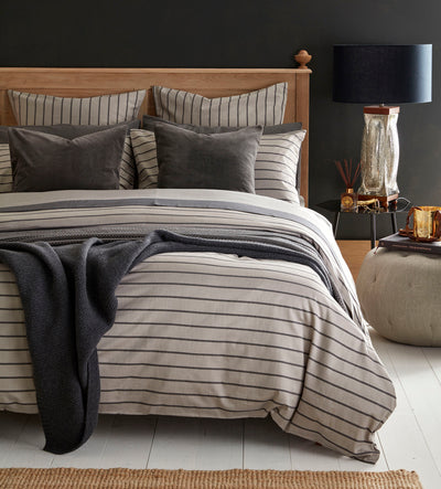 Breton Stripe Pewter Grey Bedding