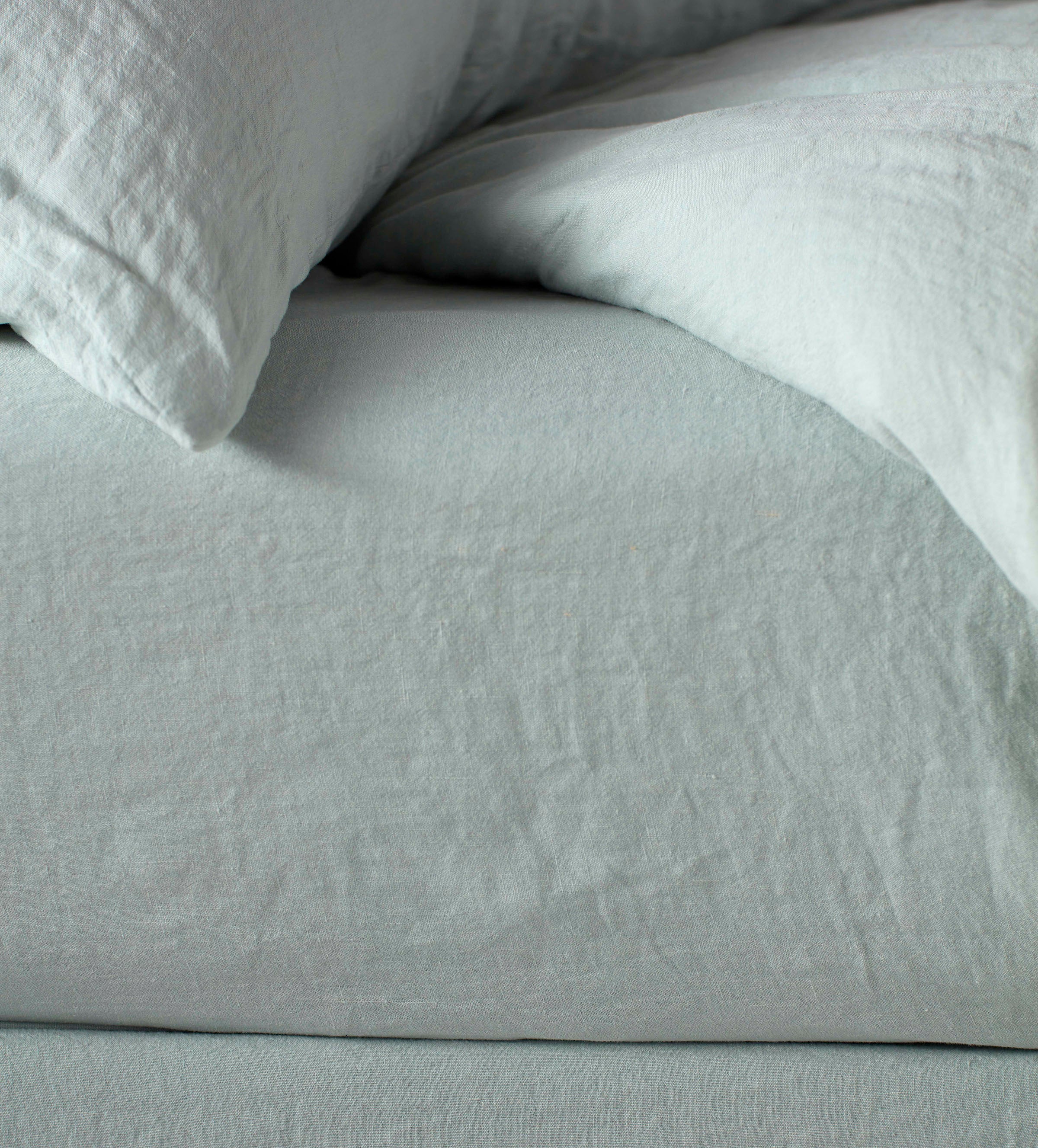 Duck Egg 100% Linen Bed Fitted Sheet