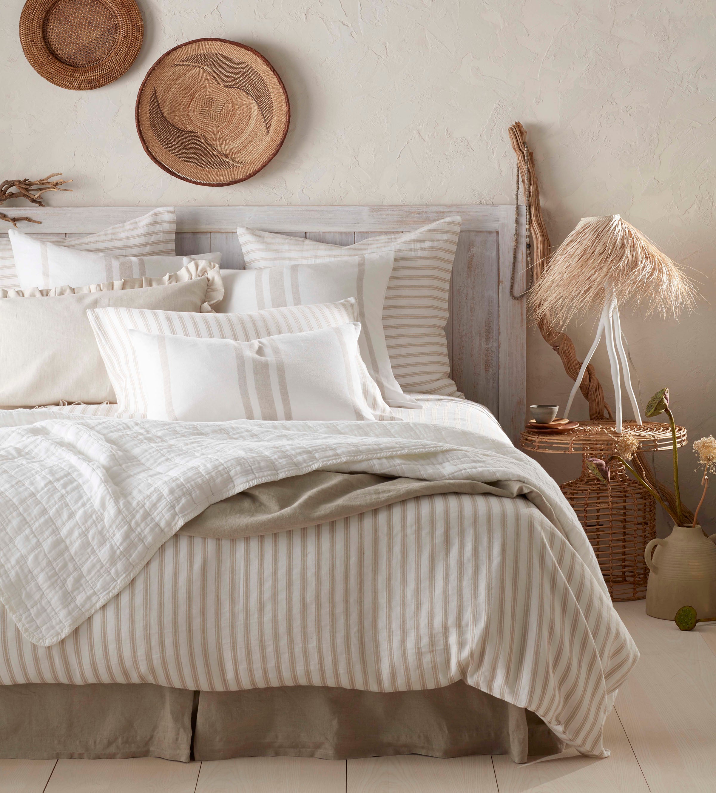 French Ticking Stripe Natural Bedding
