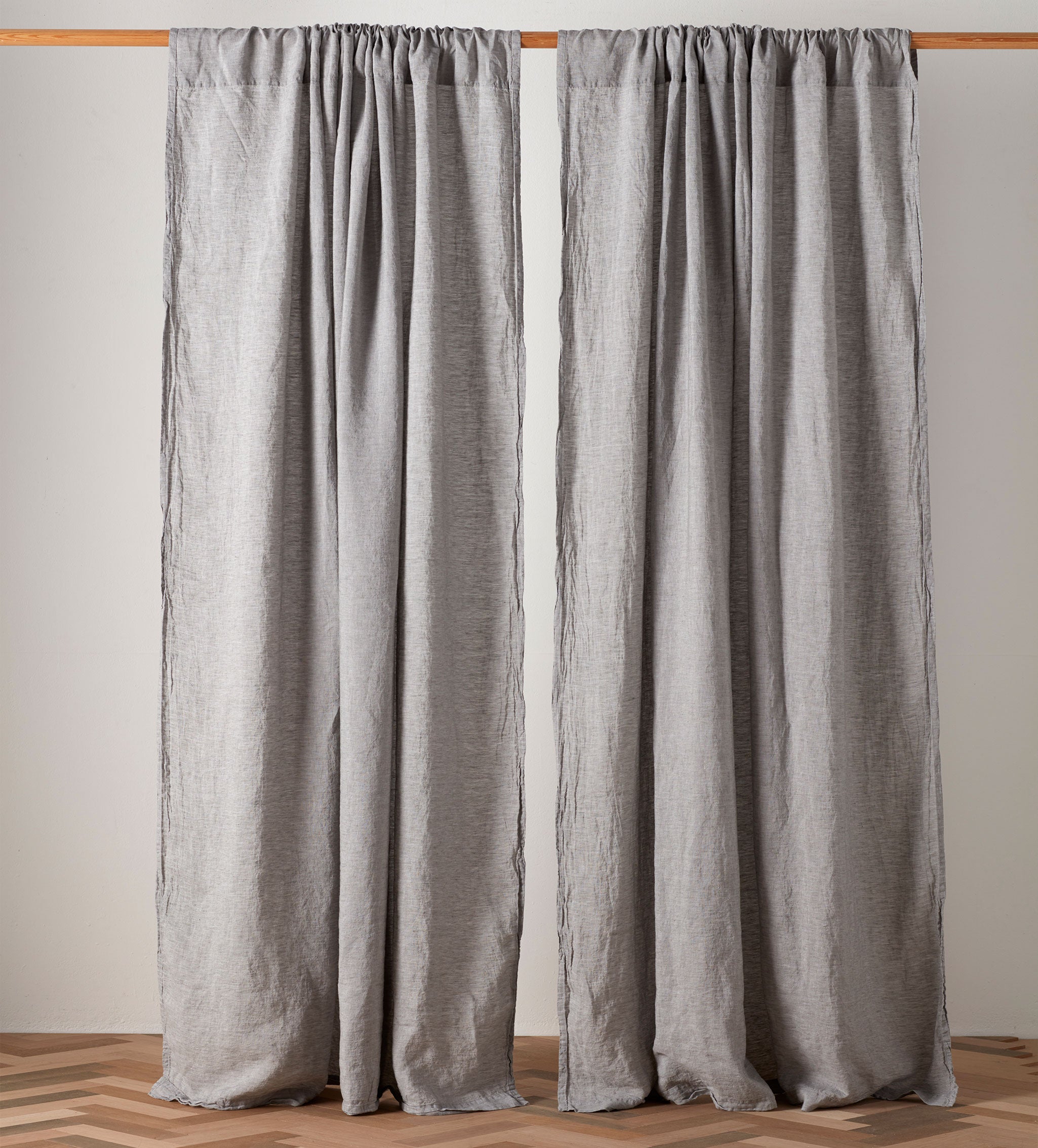 Flint Grey 100% Linen Loop Top Curtain (Single)
