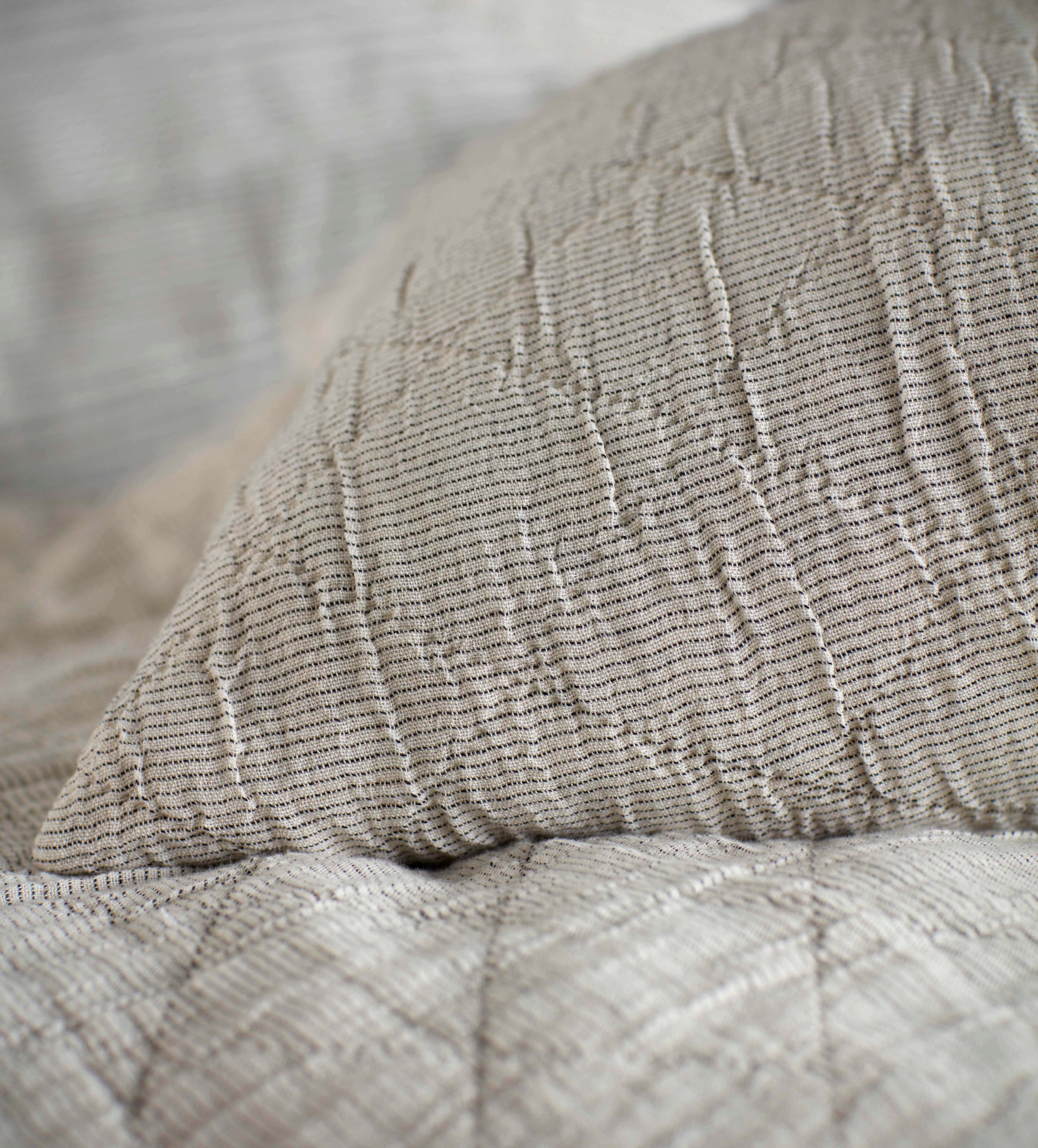 Black And Natural Stripe Bed Throw Detail