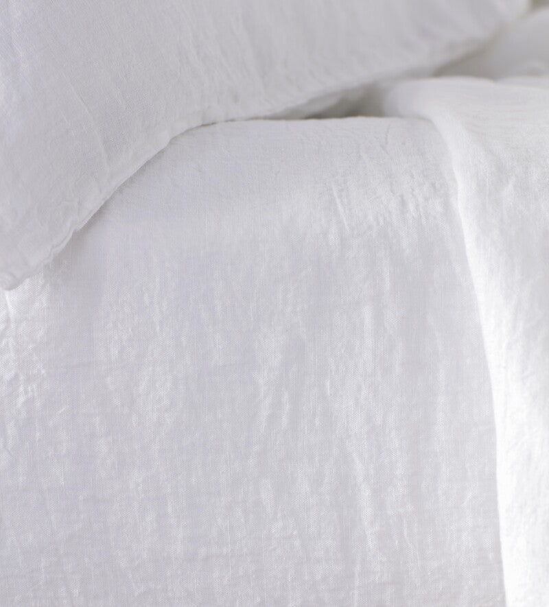 White 100% Linen Bed Linen