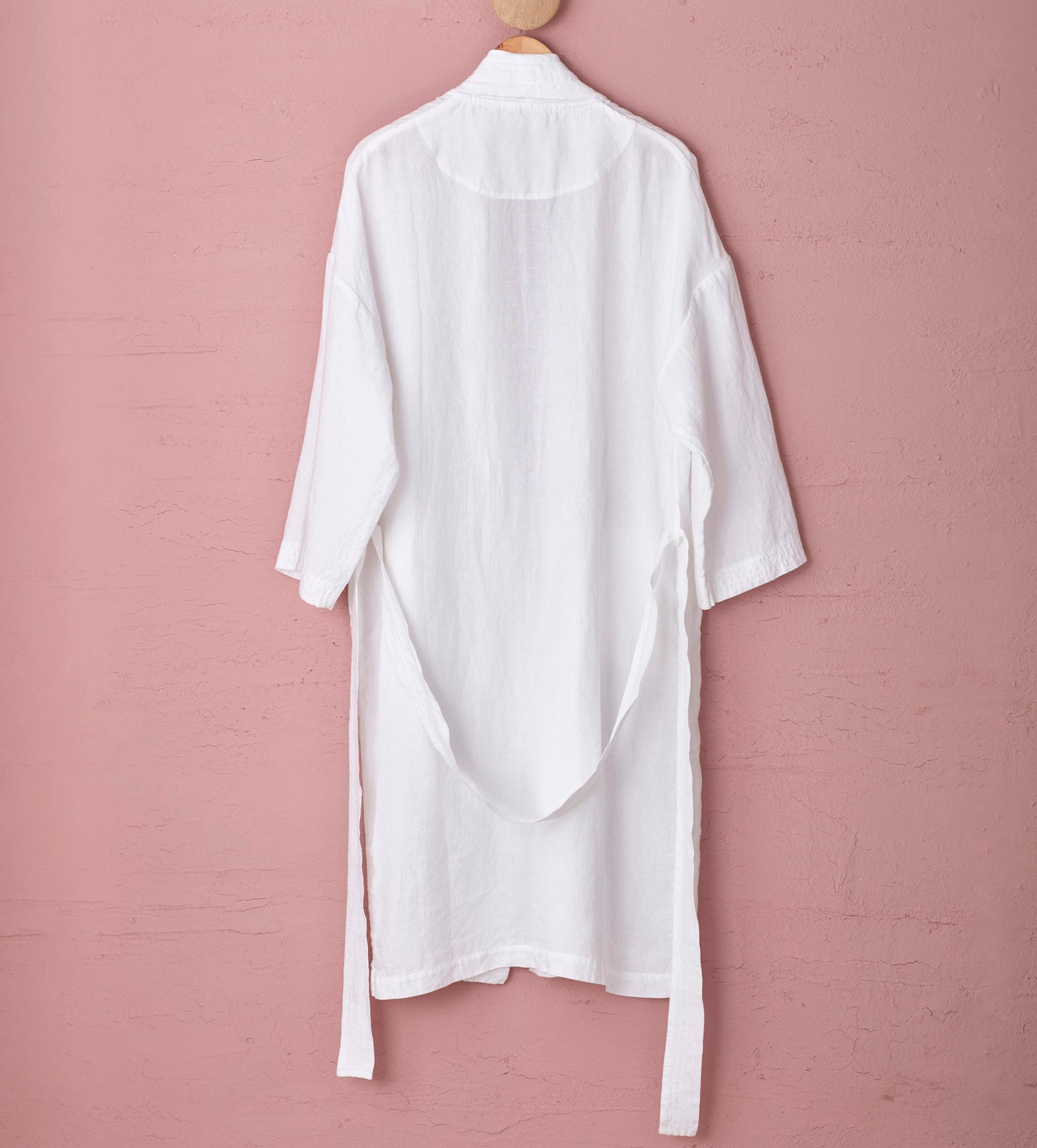 White 100 Linen Robe Back