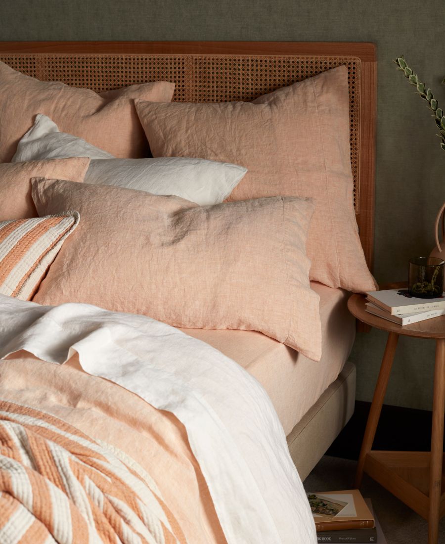 Peach 100% Linen Bed Linen