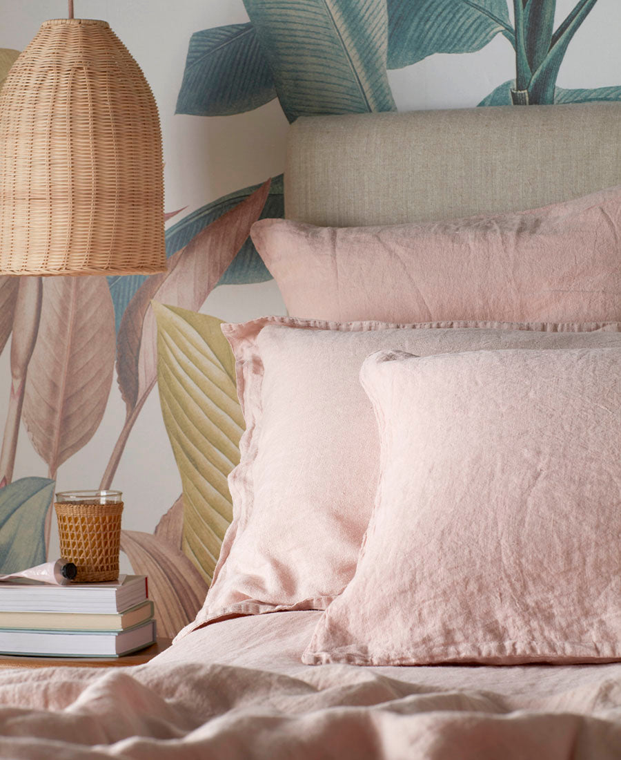 Blush Pink 100% Linen Corner Image 