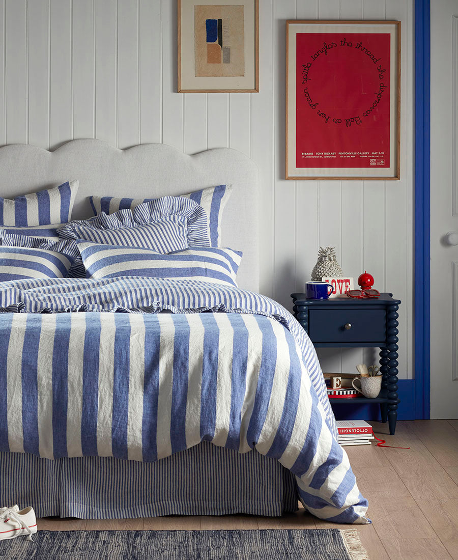 Cobalt Cora 100% Linen Bed Linen