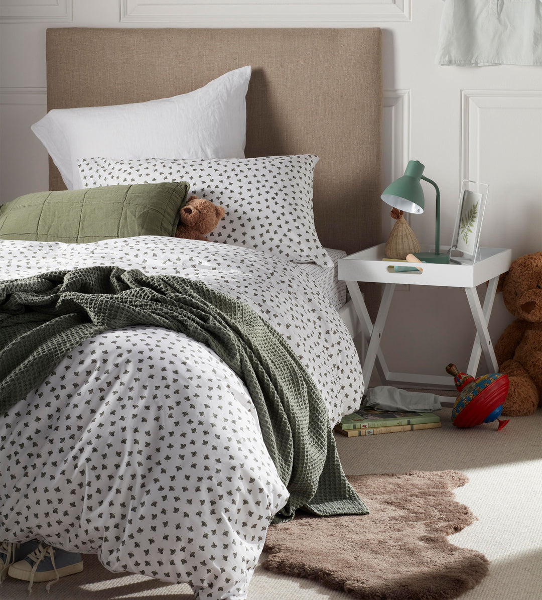 Olive Little Leaf 100% Organic Cotton Duvet Cover Set Secret