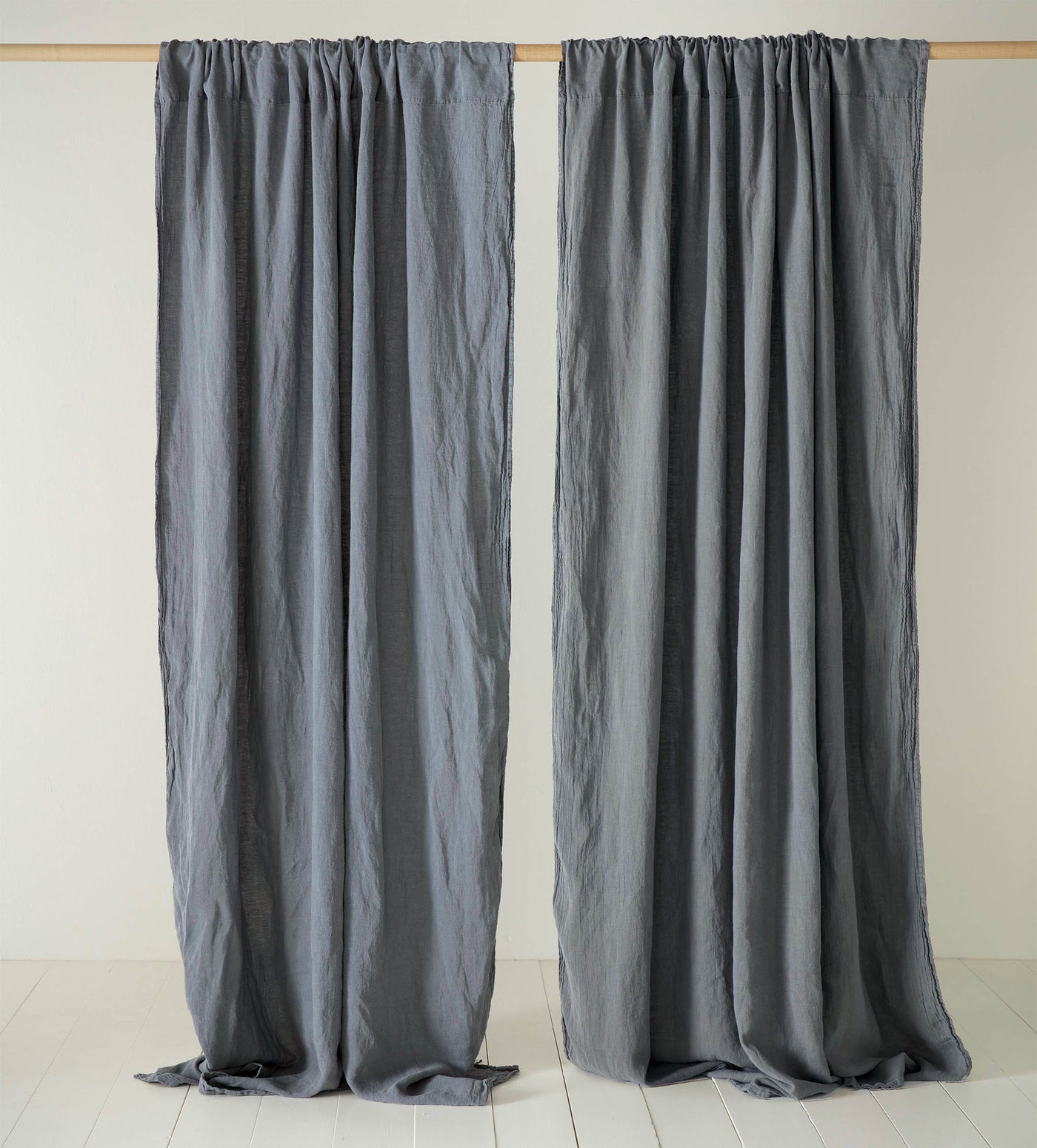 French Blue 100% Linen Loop Top Curtain (Single)