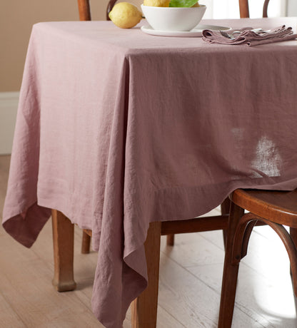 Vintage Rose 100% Linen Tablecloth