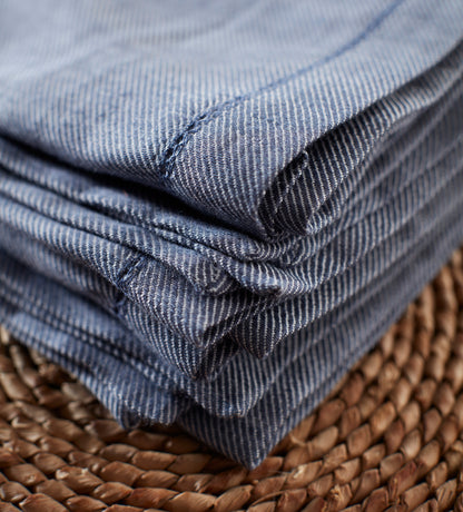 French Blue Cotton Linen Napkins - Set of 4