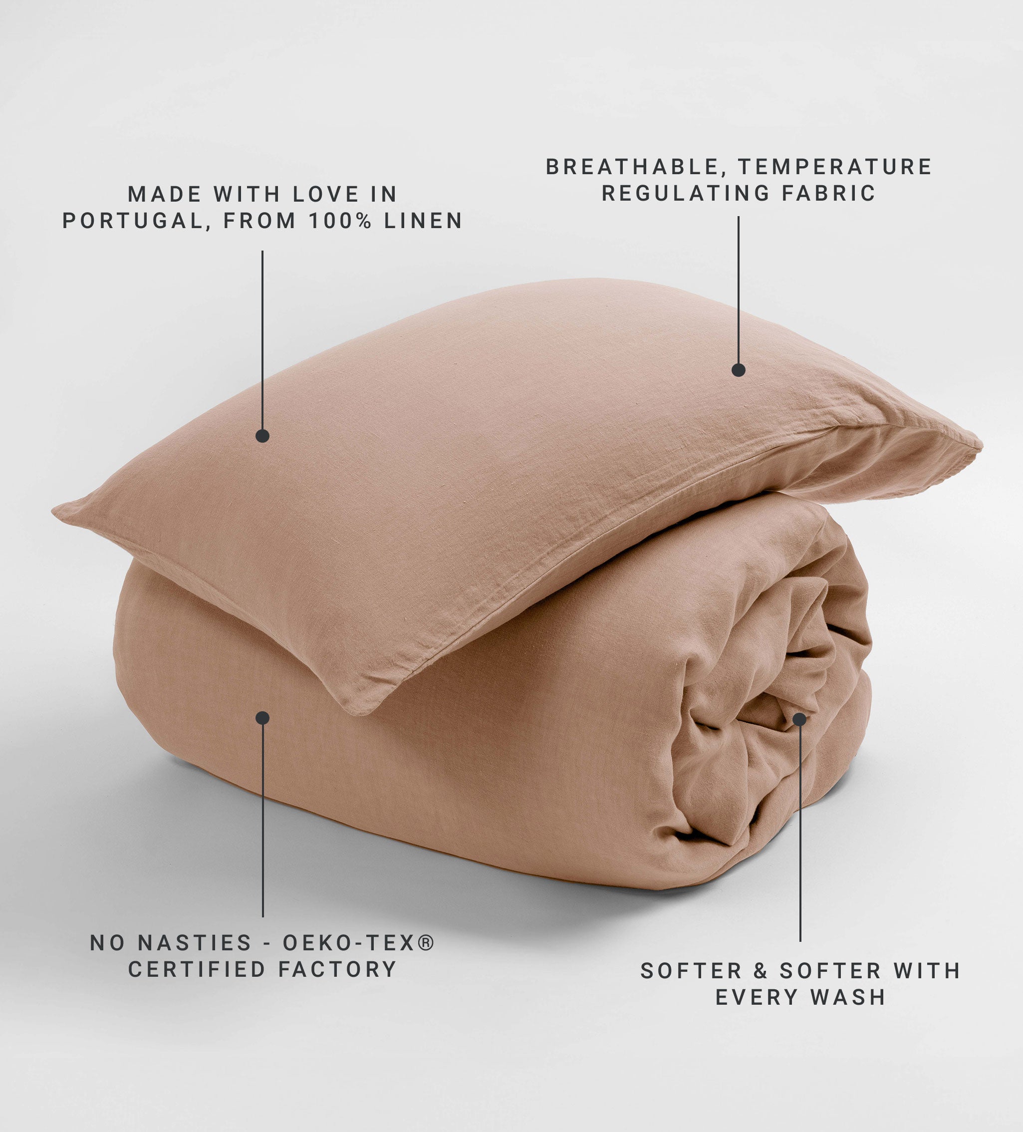 Almond 100% Linen Bed Linen
