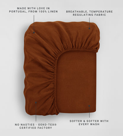 Amber 100% Linen Fitted Sheet