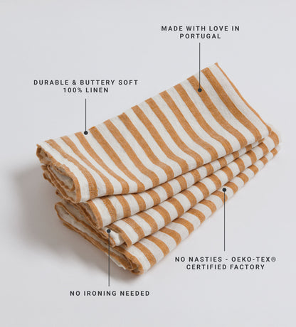 Amber Cora Mid Stripe 100% Linen Napkins - Set of 4