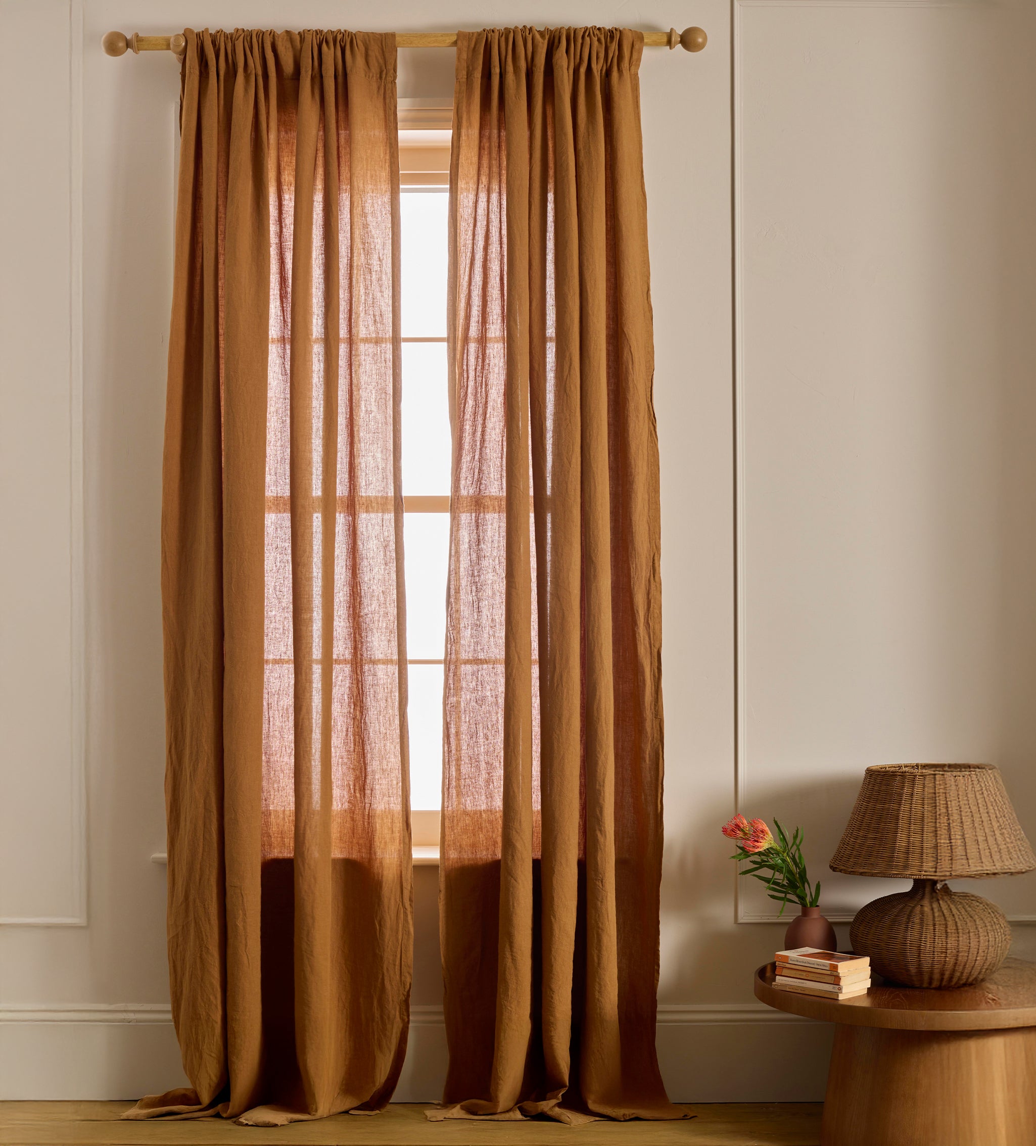 Amber 100% Linen Loop Top Curtain (Single)