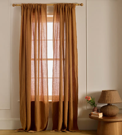 Amber 100% Linen Loop Top Curtain (Single)