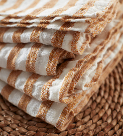 Amber Cora Mid Stripe 100% Linen Napkins - Set of 4