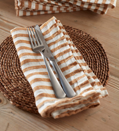 Amber Cora Mid Stripe 100% Linen Napkins - Set of 4