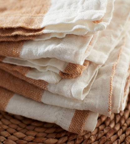 Amber Cora Mid Stripe 100% Linen Napkins - Set of 4