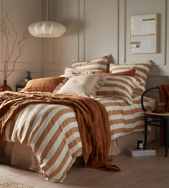 Amber Cora Stripe 100% Linen Bed Linen Secret Linen Store