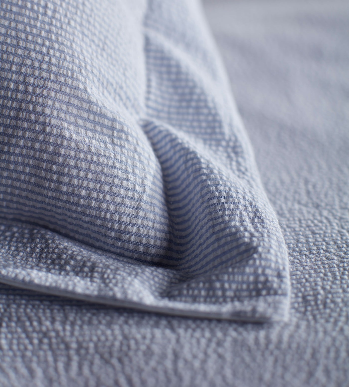 Blue Seersucker Stripe 100% Cotton Duvet Cover