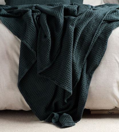 Darkest Spruce Big Waffle 100% Cotton Cushion Cover