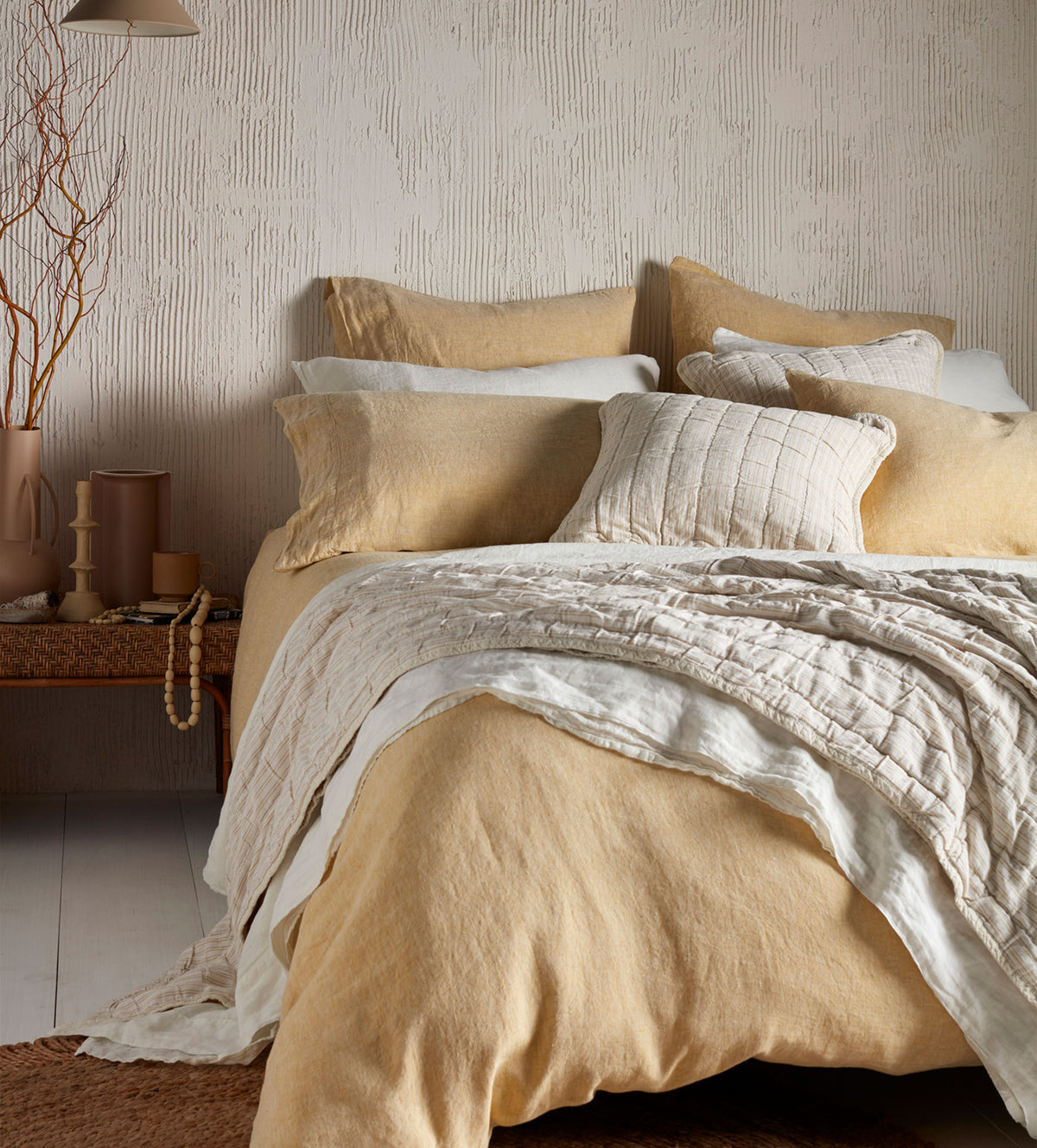 Vivienne Yellow Quilted Throw | Secret Linen Store