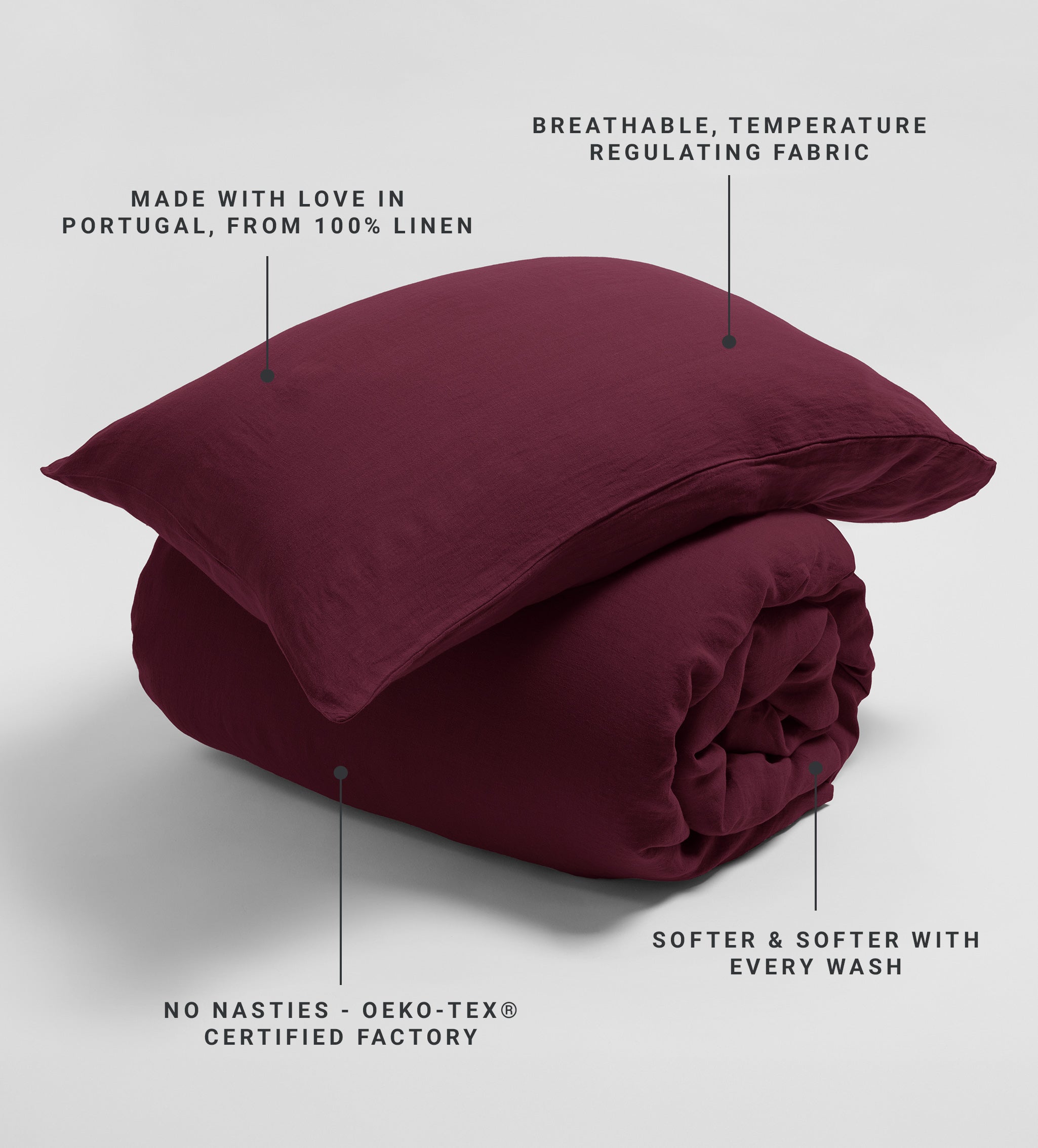 Beetroot 100% Linen Housewife Pillowcase