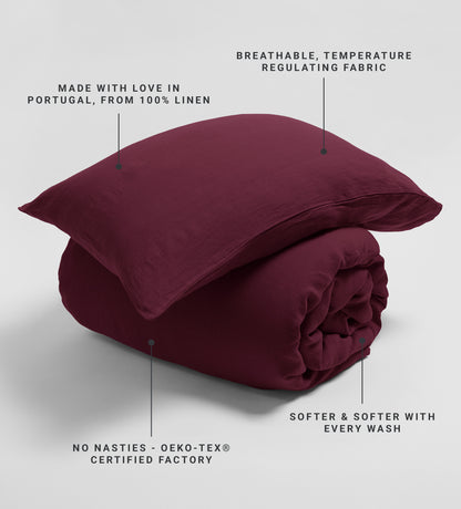 Beetroot 100% Linen Housewife Pillowcase