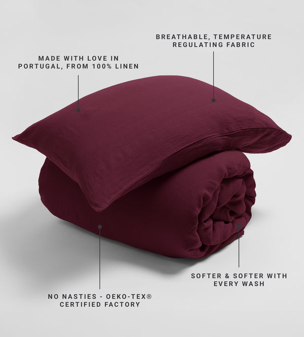 Beetroot 100% Linen Housewife Pillowcase