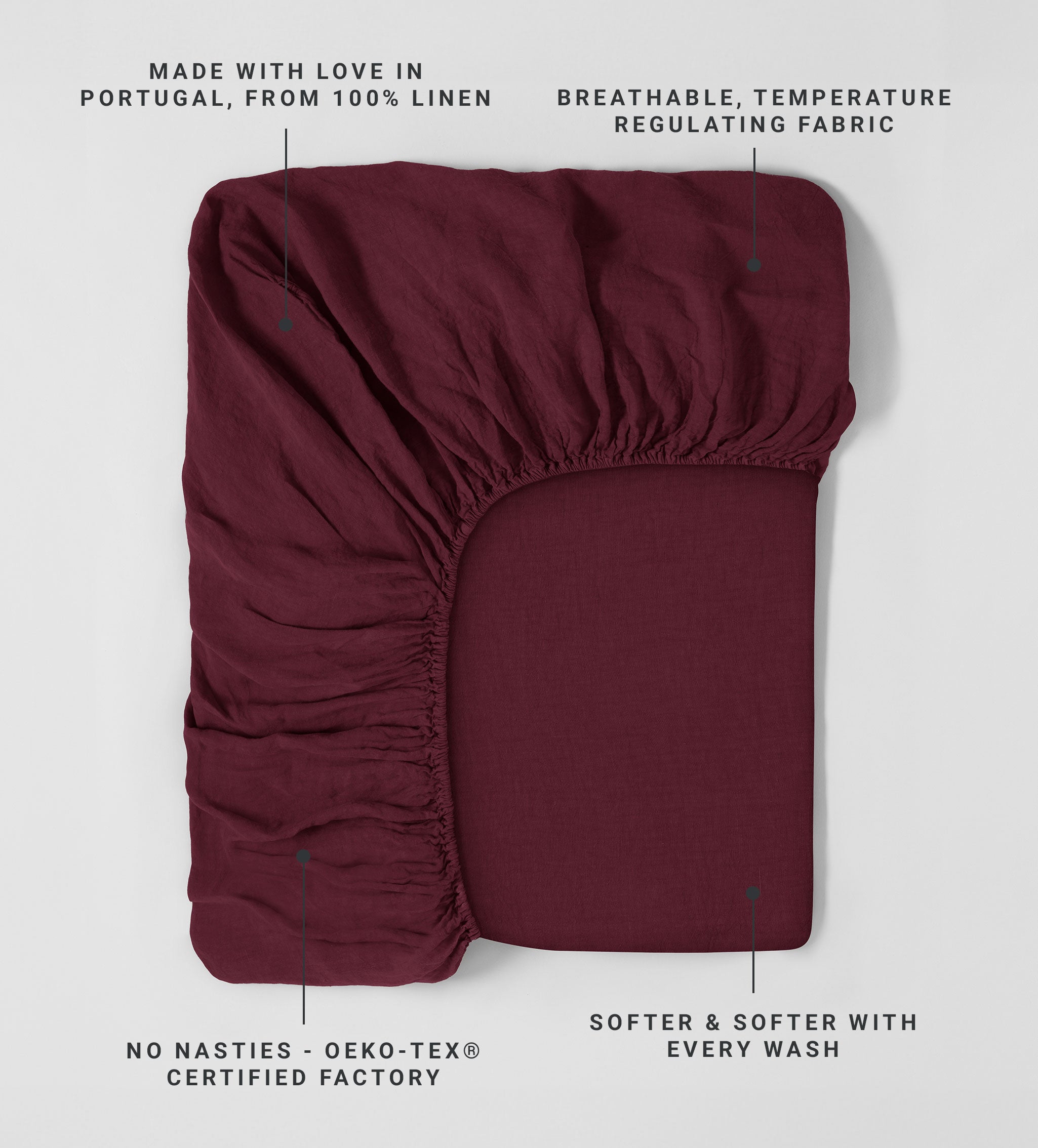 Beetroot 100% Linen Fitted Sheet