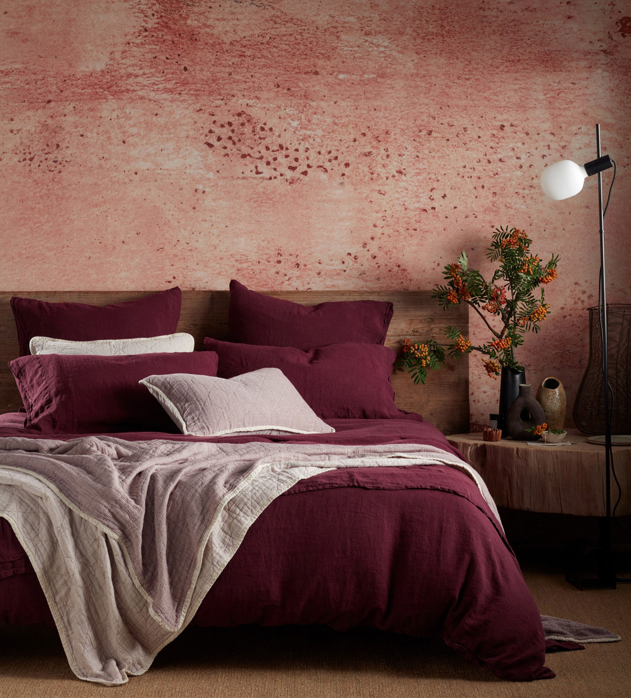 Beetroot 100% Linen Bed Linen