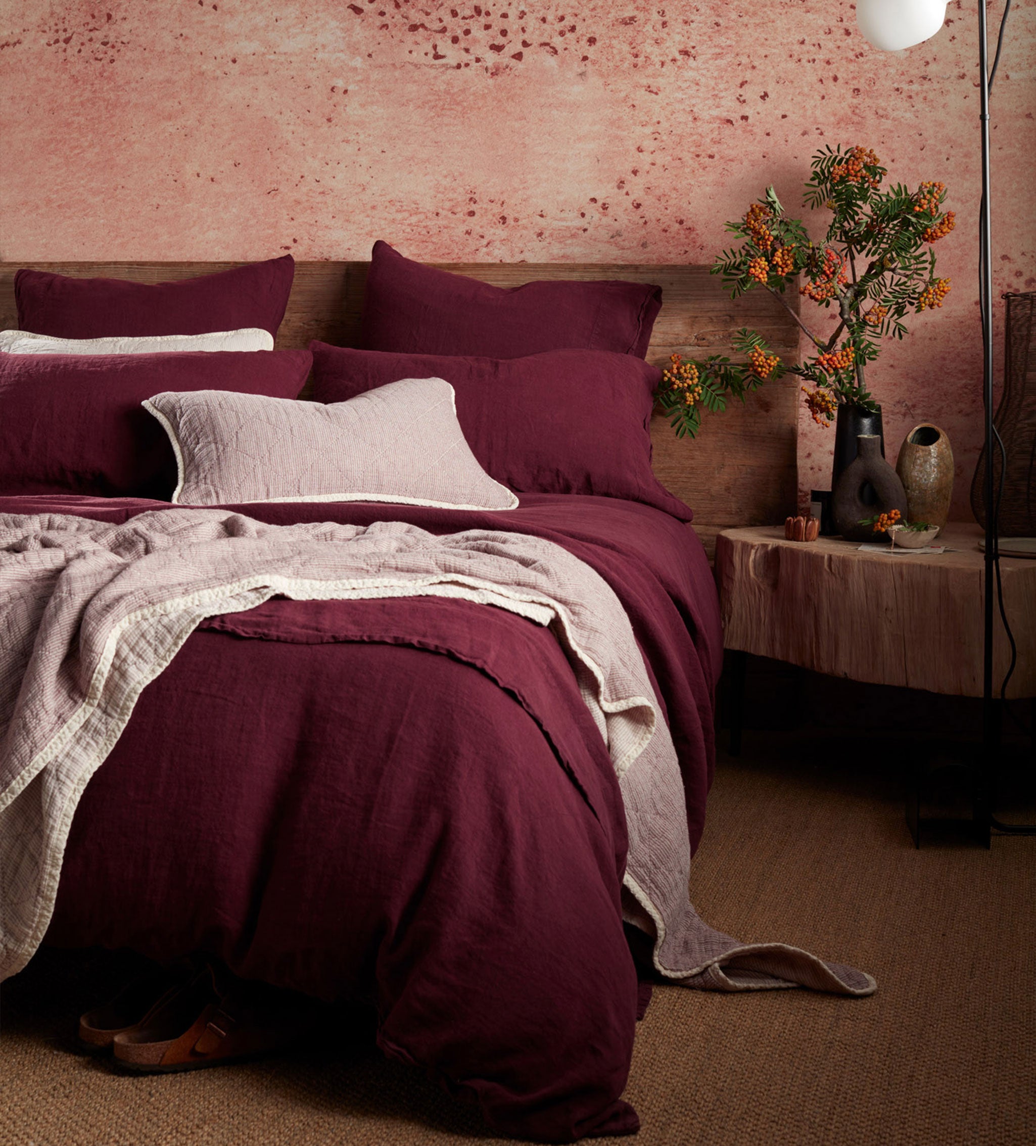 Beetroot 100% Linen Fitted Sheet