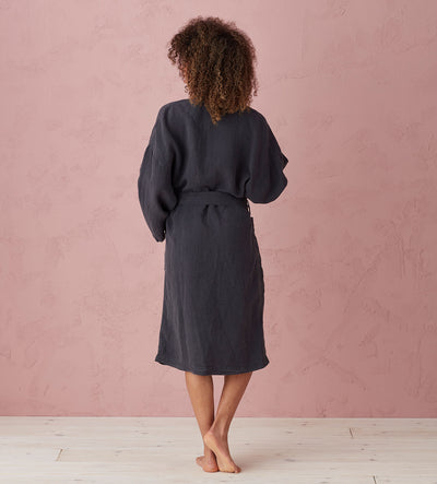 Graphite Layla 100% Linen Robe