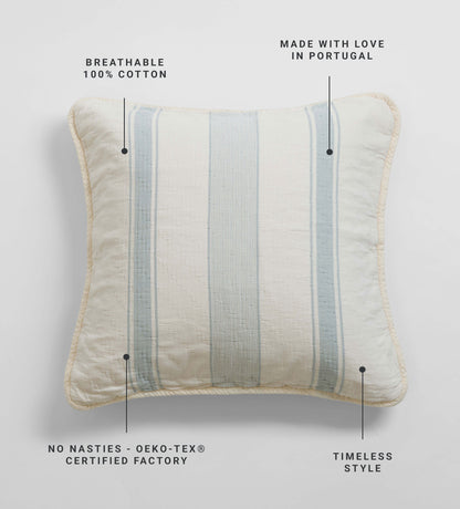 Blue Benji Stripe 100% Cotton Cushion Cover
