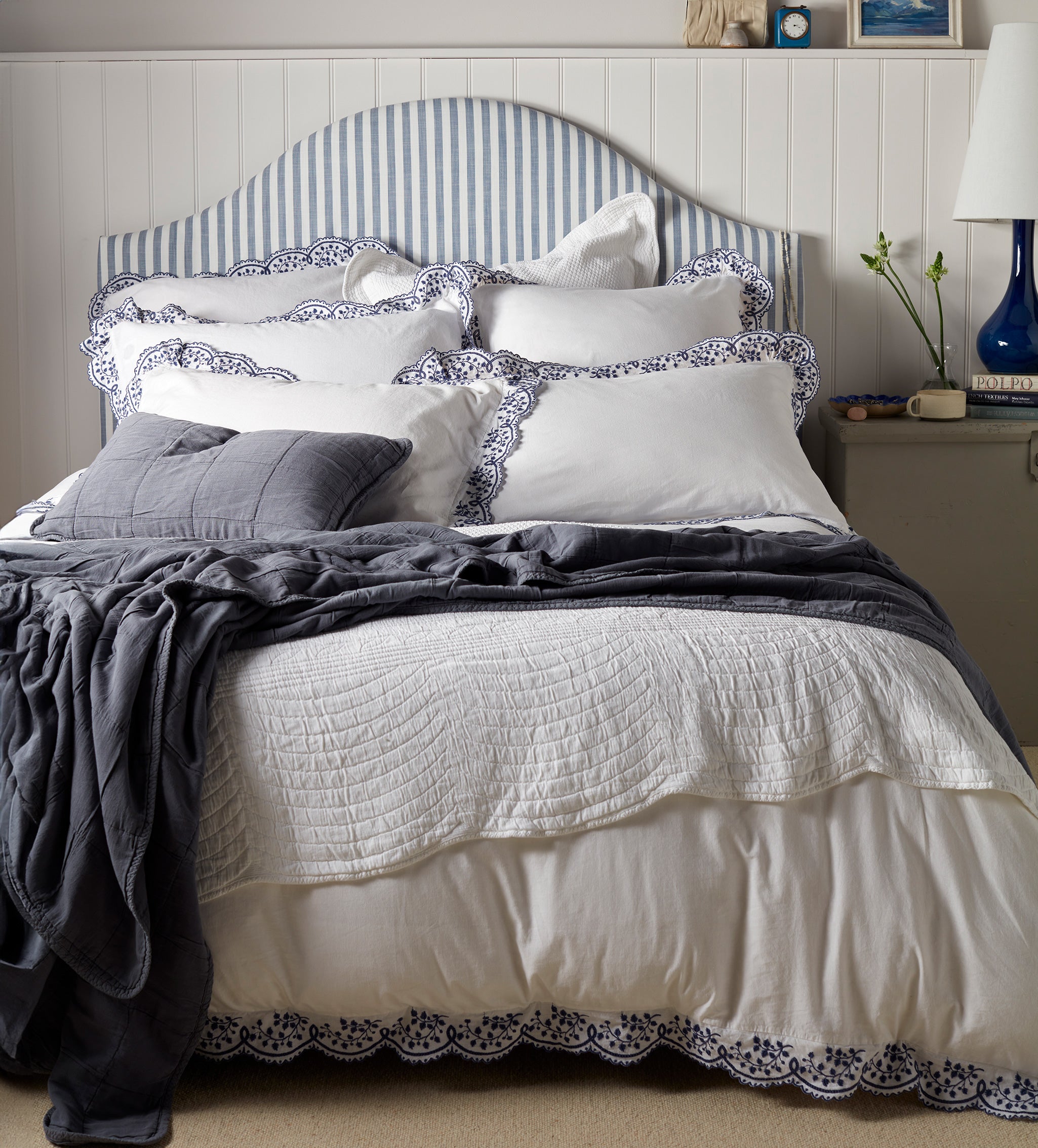 Blue Elsie Cotton Linen Bed Linen