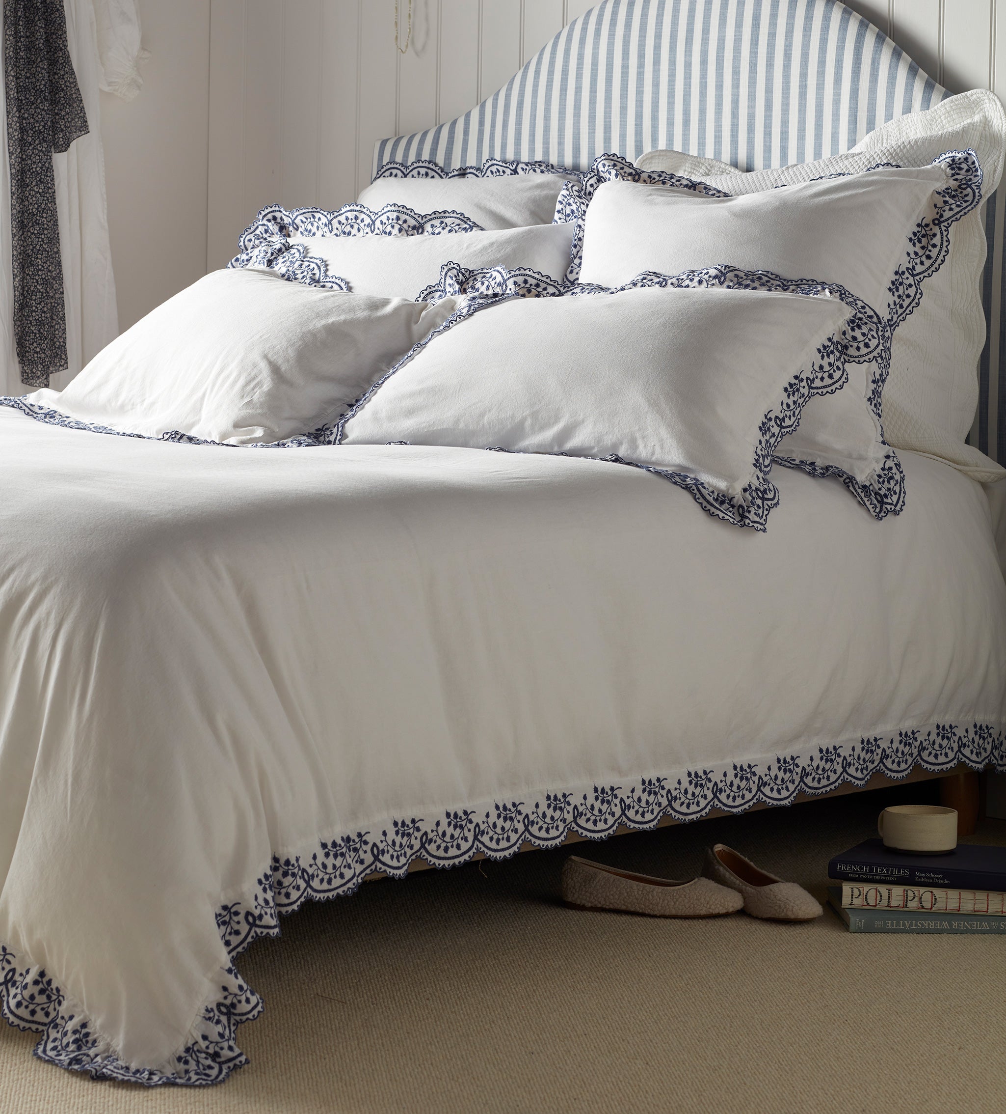 Blue Elsie Cotton Linen Bed Linen