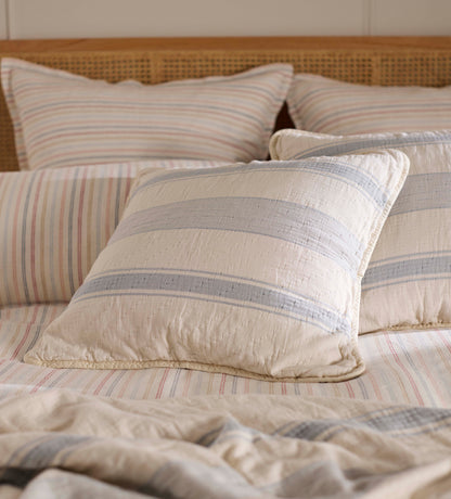 Blue Benji Stripe 100% Cotton Cushion Cover