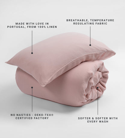 Blush Pink 100% Linen Housewife Pillowcase