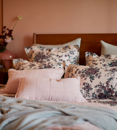 Blush Pink Finn 100% Cotton Quilted Cushion Cover